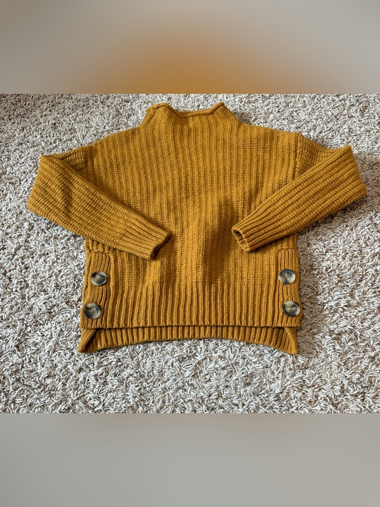 Madewell Sweaters - Madewell Mock Neck Side-Button Cotton/Wool Sweater Womens size XXS Mustard